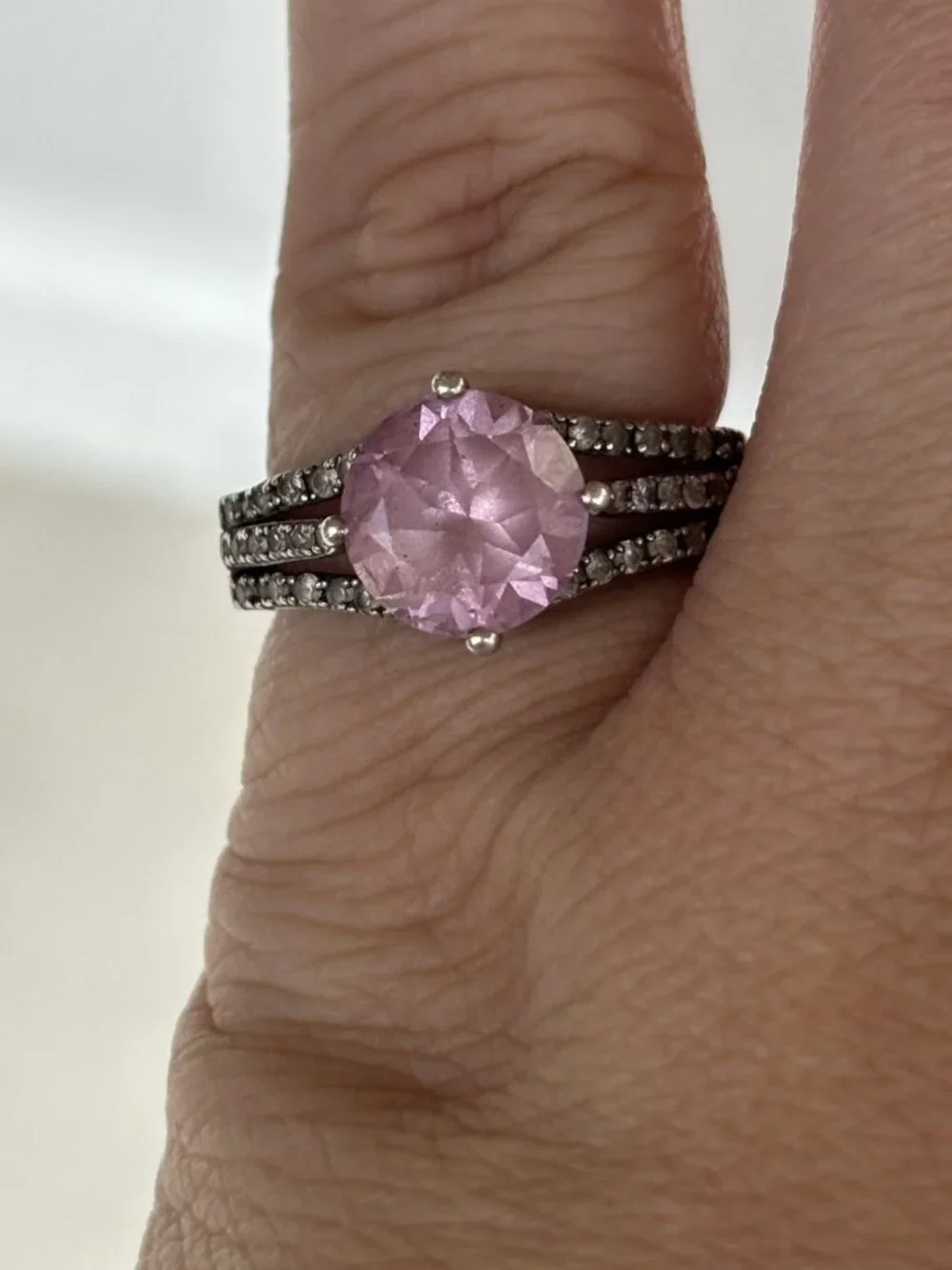Sterling Silver 925 Pink Stone Ring Size 7 or 7.25